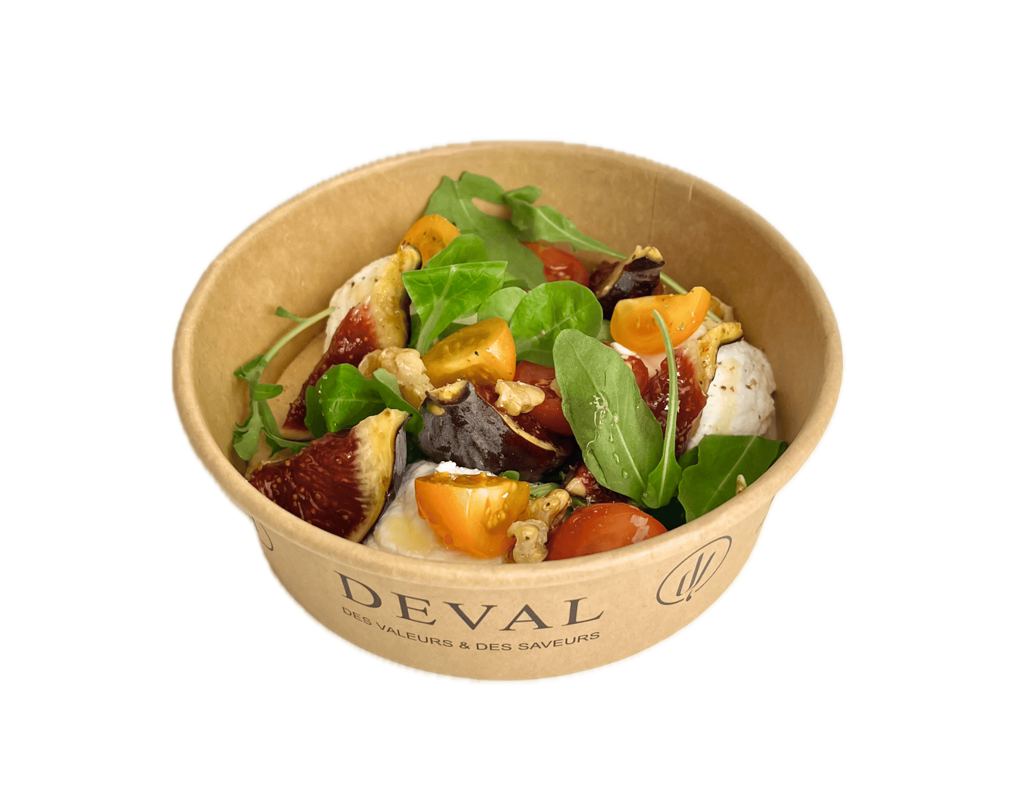 Salade Figues Noix Tomates Cerise Roquette Ricotta Avec Arrie Re Plan Supprime 